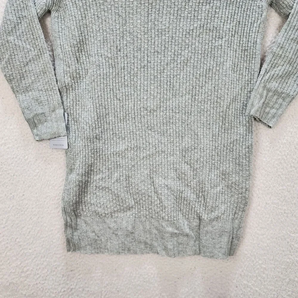 LUSH Knit Sweater Dress Women's XS Light Gray Heather Cowl Neck Long Sleeve + - Picture 11 of 11